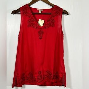 Lucky Brand Embroidered Sleeveless Top Size XS